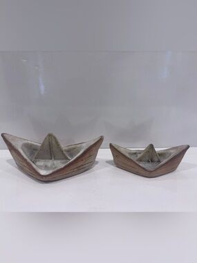 Vintage mid century studio pottery sailboat ashtrays ring dish trinket set of 2